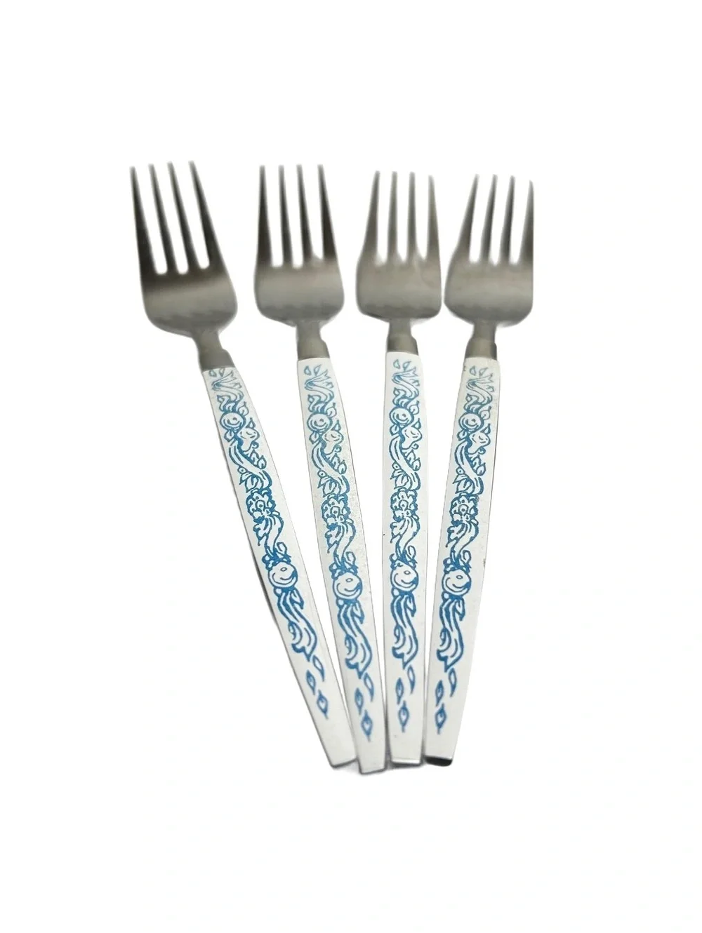 Set of 4 Vintage EPIC Stainless Steel Forks with Decorative Handles